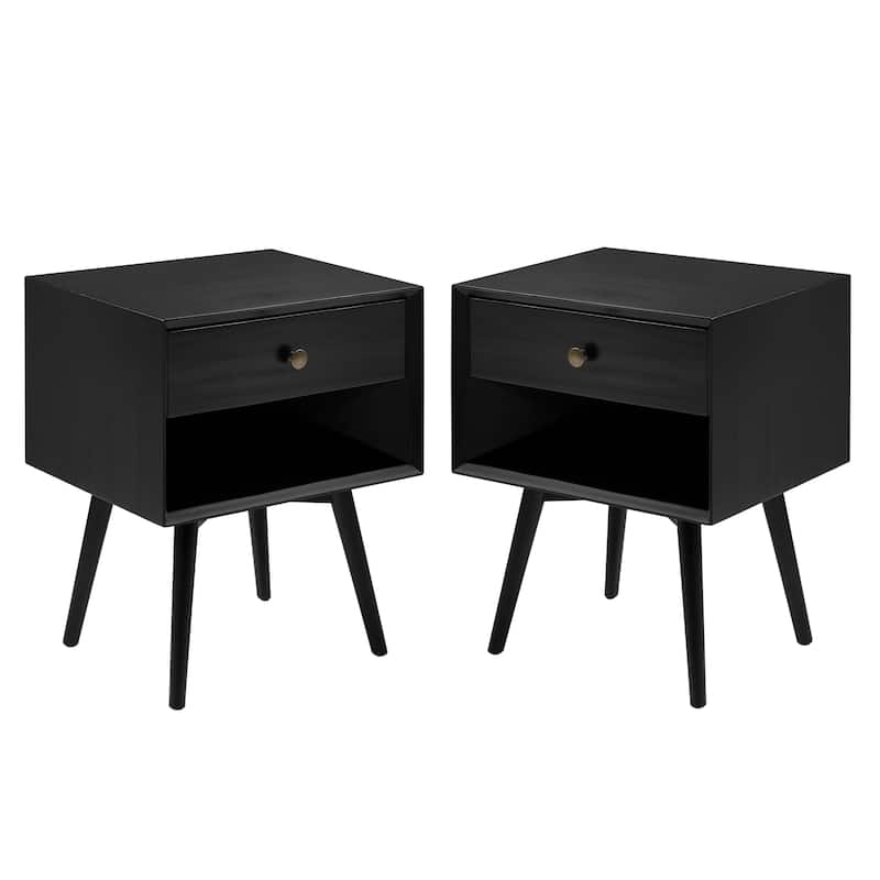 Middlebrook Mid-Century Solid Wood 1-Drawer Nightstand, Set of 2