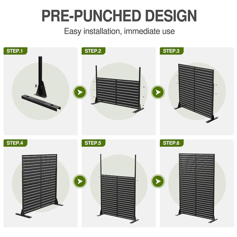 Louvered Metal Privacy Screen Panel Free Standing - 72*47