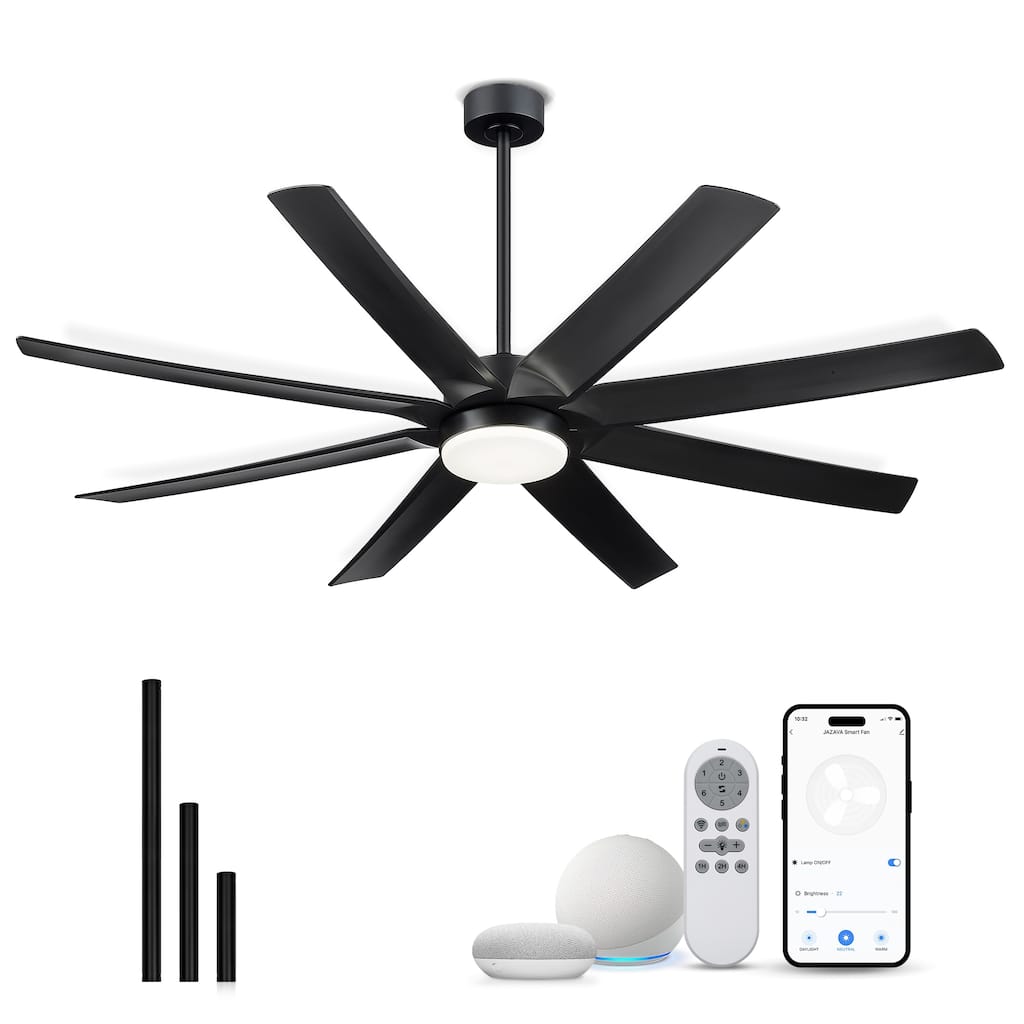 70" 24W DC Led Ceiling Fan with Lights, 8-Blades, Remote Control