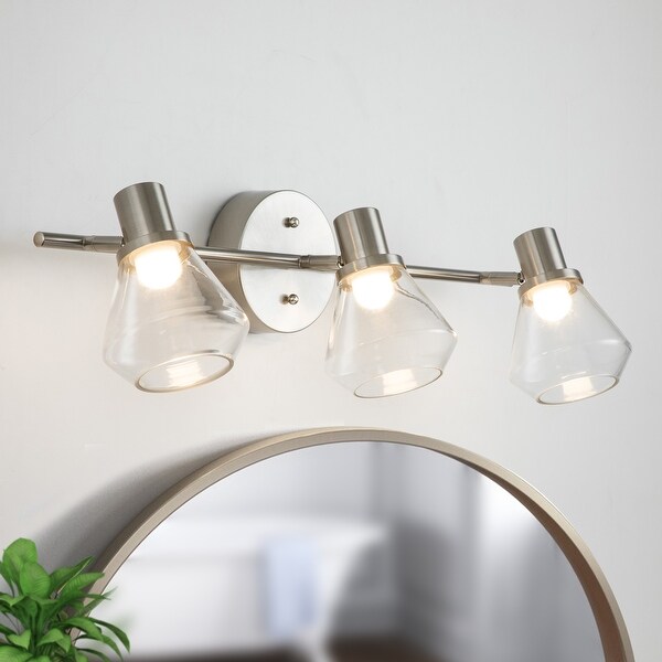 3 Light Brushed Nickel Adjustable Track Head Vanity Light