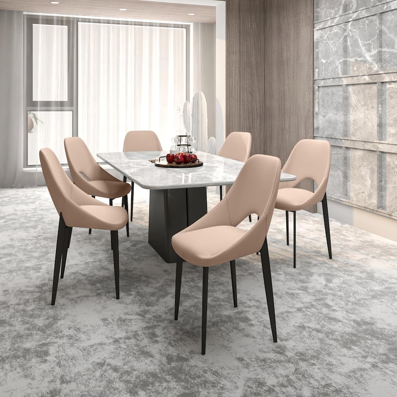 Amalfi Set of 4 Modern Fabric Upholstered Accent Dining Chairs with Curved Open Back and Metal Legs for Home or Apartment