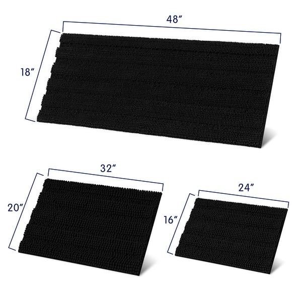 dimension image slide 4 of 12, Subrtex Super Soft Absorbent Braided Bathroom Mats Chenille Bath Rugs