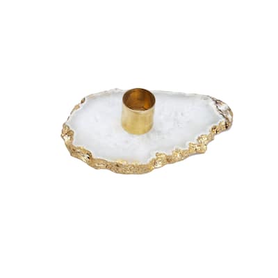 Candle Holder Flat Agate Stone
