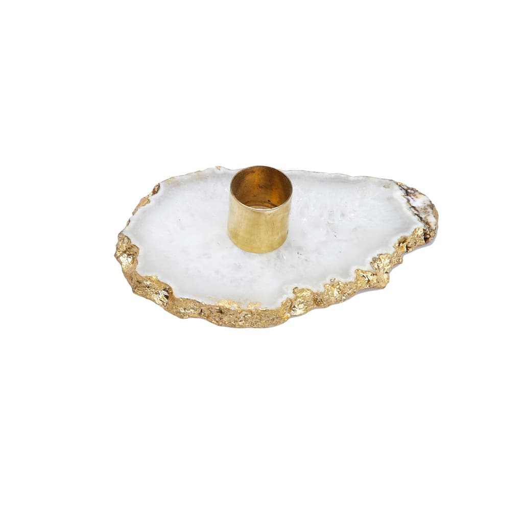 Candle Holder Flat Agate Stone