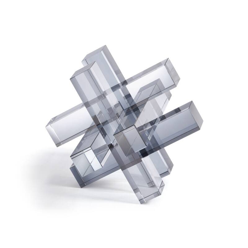 Crystal Glass Interlocking Bookend - Smoke
