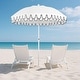 preview thumbnail 6 of 18, Horizon Coastal Scalloped Edge Beach Umbrella with Fringe, Push-Button Tilt, UV 50 Outdoor Canopy and Portable Carry Bag White, White Pole