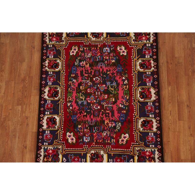 Hand Knotted Oriental 100% Wool Carpet Traditional Floral Pink Bakhtiari Area Rug - 4' 10'' X 3' 9''