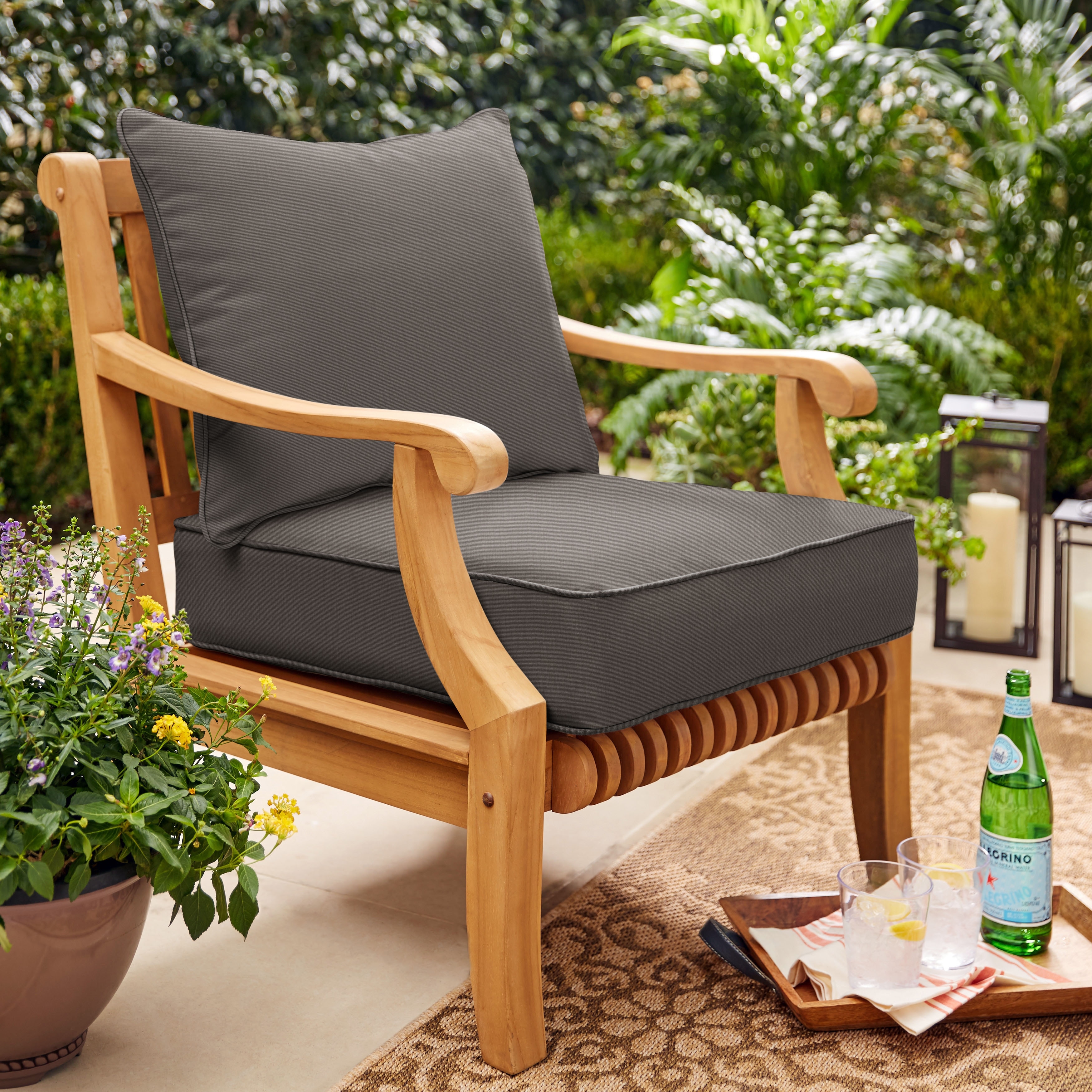 Sorra Home Sunbrella Charcoal Gray 2-piece Cushion and Pillow Indoor/Outdoor Set