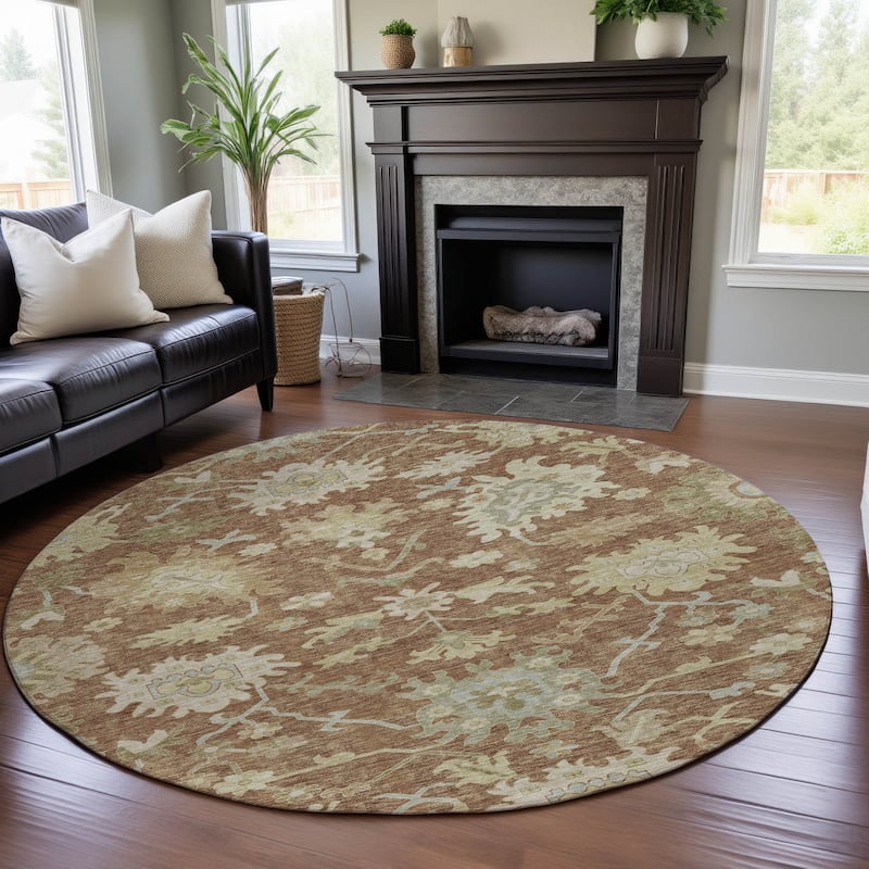 Premium Washable Super Soft Traditional Persian Mayfield Rug - Paprika - 8' x 8'