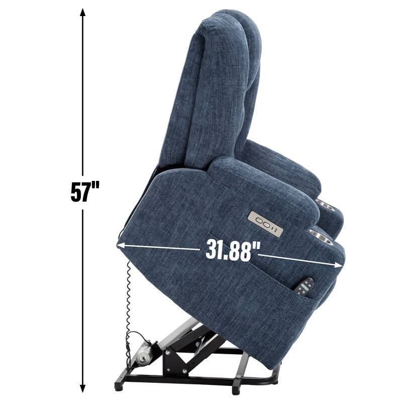 Power Lift Recliner Chair for Elderly, with Massage, Heat, Dual USB Ports, Type-C Charging, Cup Holders