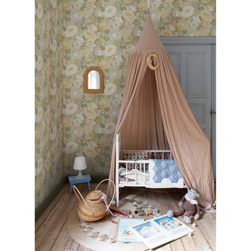 A-Street Prints Vaxa Grey Rabbits and Rosehips Wallpaper