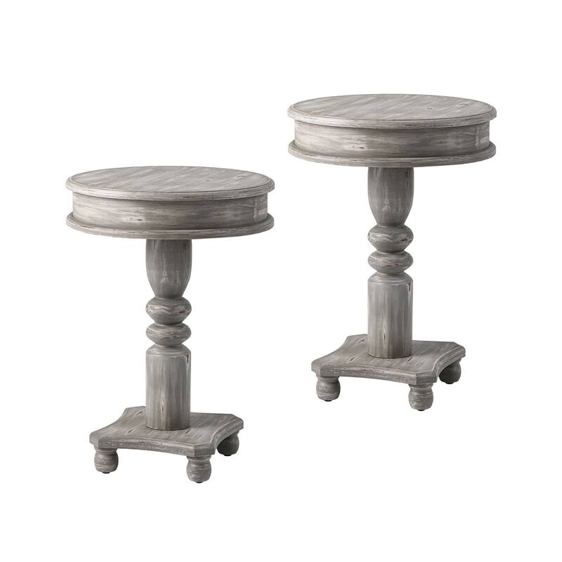 COSIEST Farmhouse Rustic Accent Side Table - 2pc