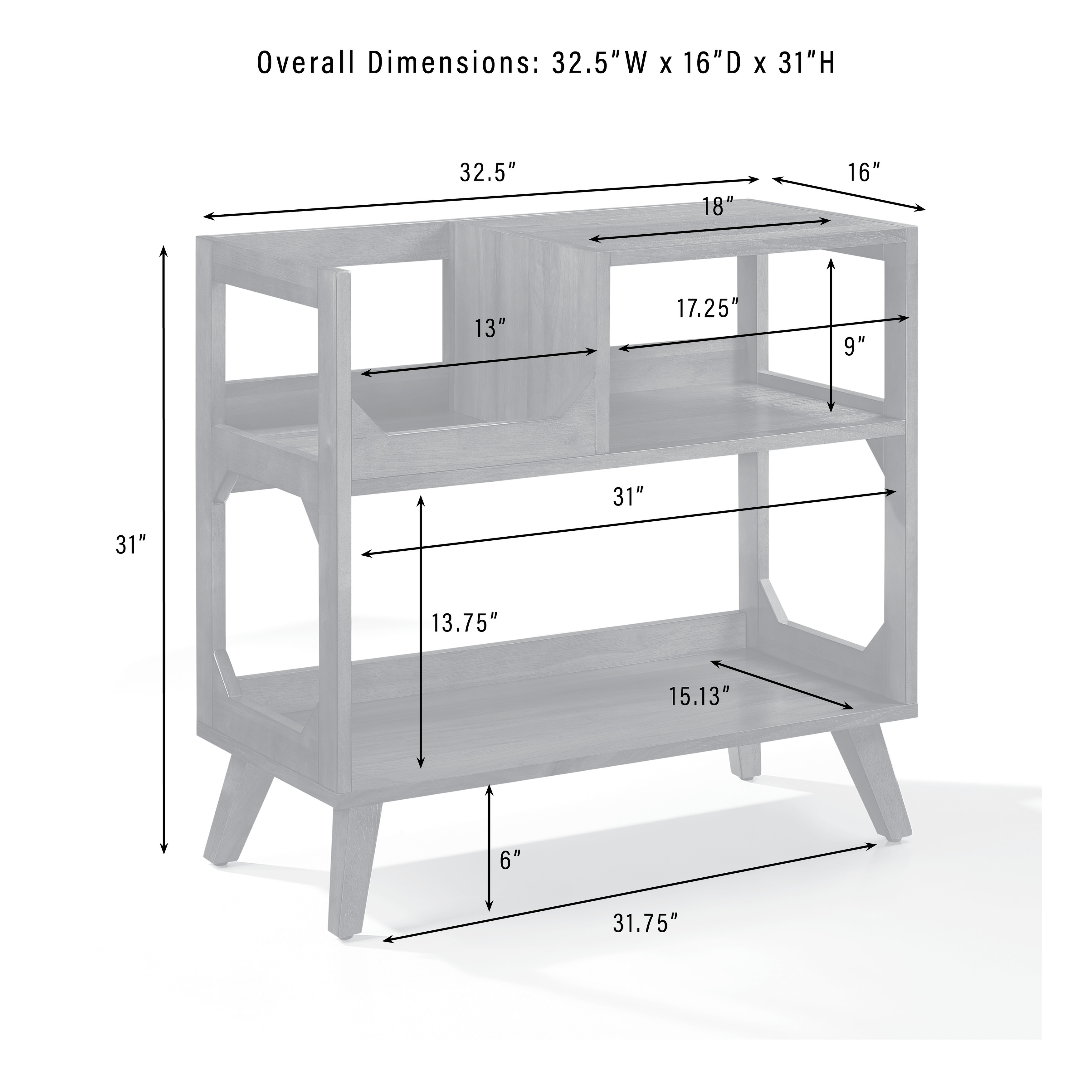 Crosley Asheville Medium Record Player Stand With Vinyl Storage