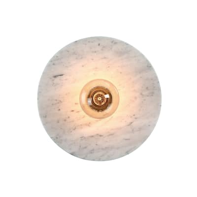 Fina 12 in. 1-Light Matte Black Indoor Wall Sconce Light with Natural Marble for Bathrooms