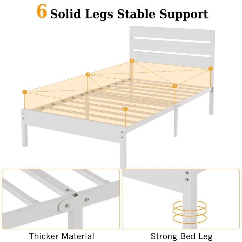 Javlergo Platform Bed Frame with Wood Headboard, Strong Metal Slats Support No Box Spring Needed