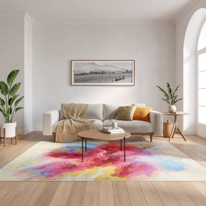 Nourison Color Splash Indoor/Outdoor Multicolored Abstract Area Rug