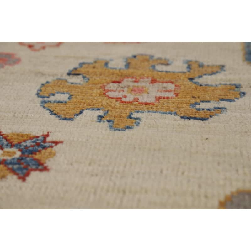 Hand Knotted Oriental 100% Wool Carpet Transitional All-Over Beige & Ivories Oushak Area Rug - 9' 9'' X 8' 1''