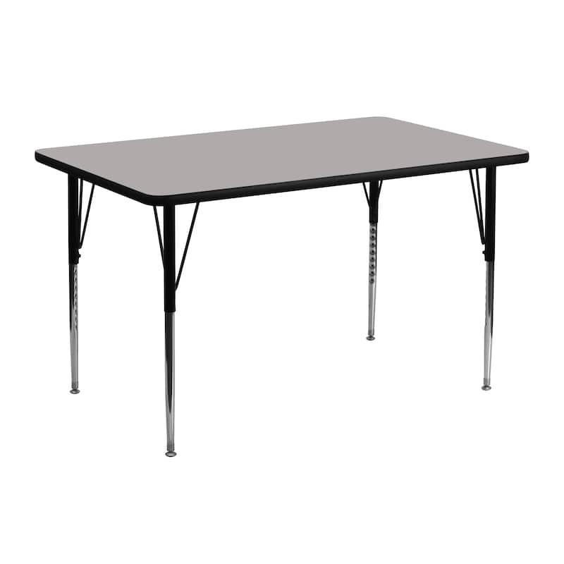 24''W x 48''L Rectangular HP Laminate Activity Table - Adjustable Legs - 48"D x 24"W x 21.25" - 30.25"H - Gray