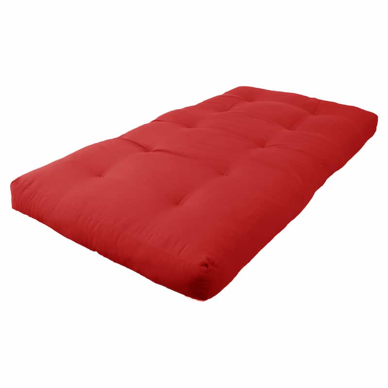 6-inch Thick Twill Futon Mattress (Twin, Full, or Queen) - Red - Twin