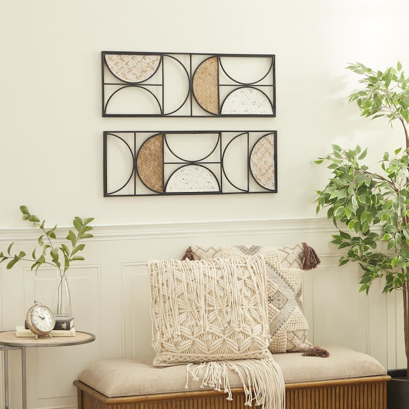 Metal Geometric Carved Designs Home Wall Decor - Set of 2 Brown - Roche River Decor