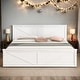 preview thumbnail 2 of 10, King Platform Bed with 4-Storage Drawers, Headboard and Support Legs, White White