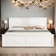 preview thumbnail 1 of 6, King Size Wooden Platform Kids Bed with 4-Storage Drawers, Support Legs, Headboard and Durable Pine, Easy to Assemble, White White