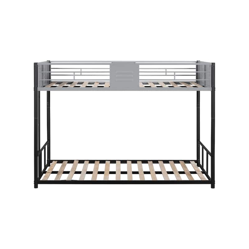 Black Twin over Twin Size Metal Bunk Bed with Vent Board, Heavy-duty Sturdy Metal, Noise Reduced, Safety Guardrail
