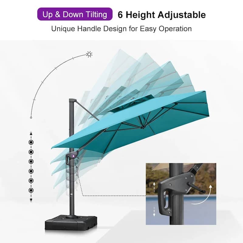 PURPLE LEAF Patio Cantilever Umbrella with 360 Degree Rotation UV Protection