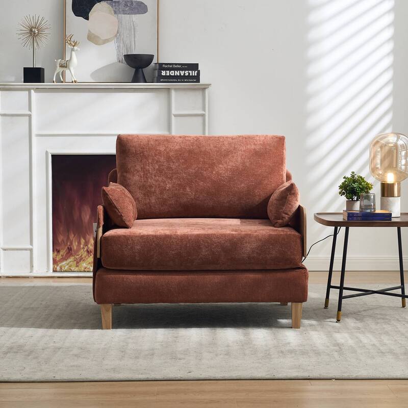 Convertible sofa bed, 3-in-1 convertible with 3 pillows - Orange