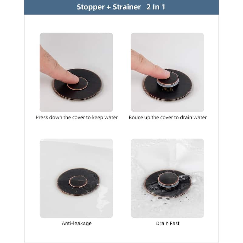 2pcs All Metal Universal Bathroom Sink Stopper for 1.0-1.8" Drain Hole