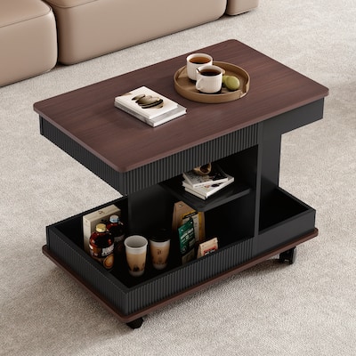 Modern Multifunctional Sofa Side Table with Lift-Top