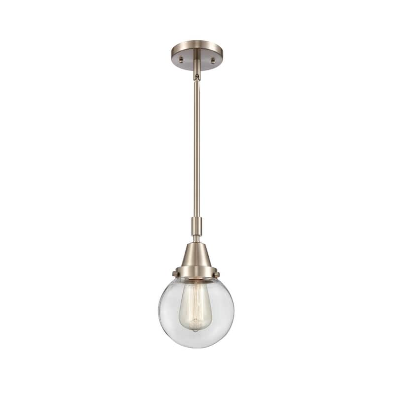 Innovations Lighting 447-1S-11-6 Beacon Pendant Beacon 6" Wide Mini - Brushed Satin Nickel / Clear