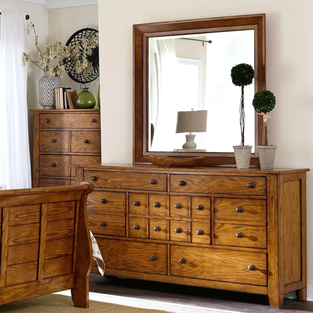 Copper Grove Epper Aged Oak 7-drawer Dresser and Mirror Set