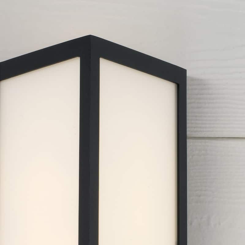 Integrated LED Outdoor Wall Lantern in Black with Painted White Glass