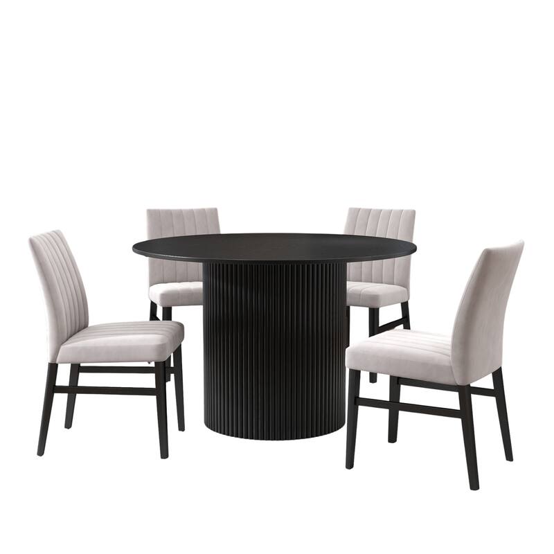 Roundhill Furniture Henriet 5-Piece Round Pedestal Dining Set