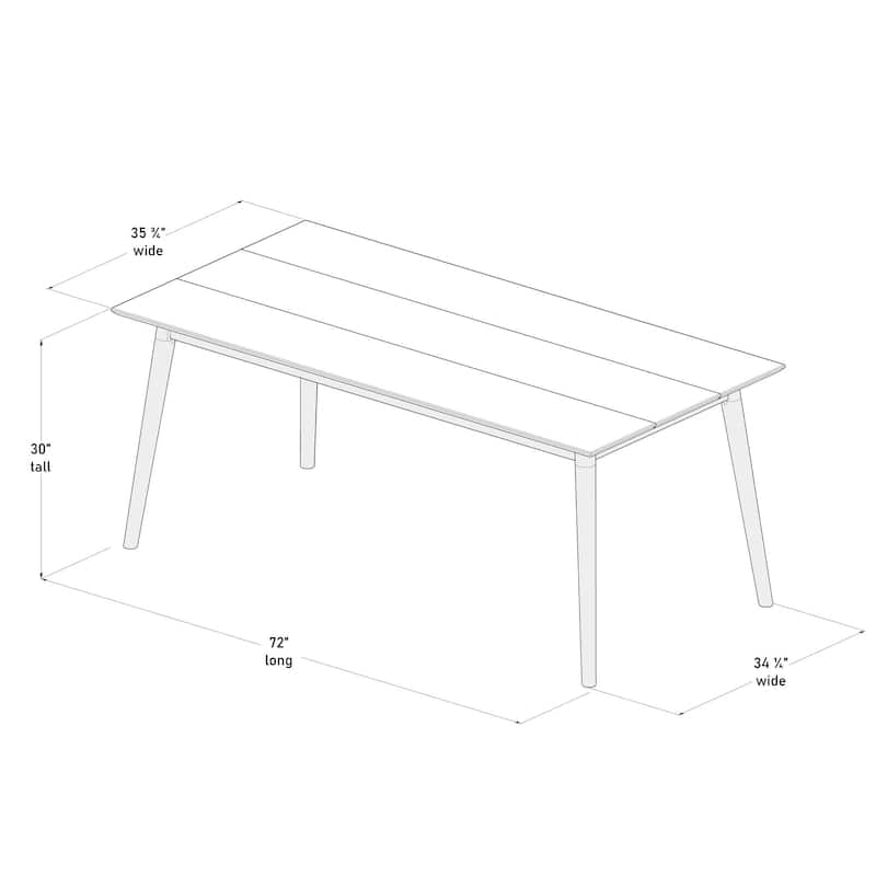 Mid-Century Modern 48" Rectangular Dining Table for 6