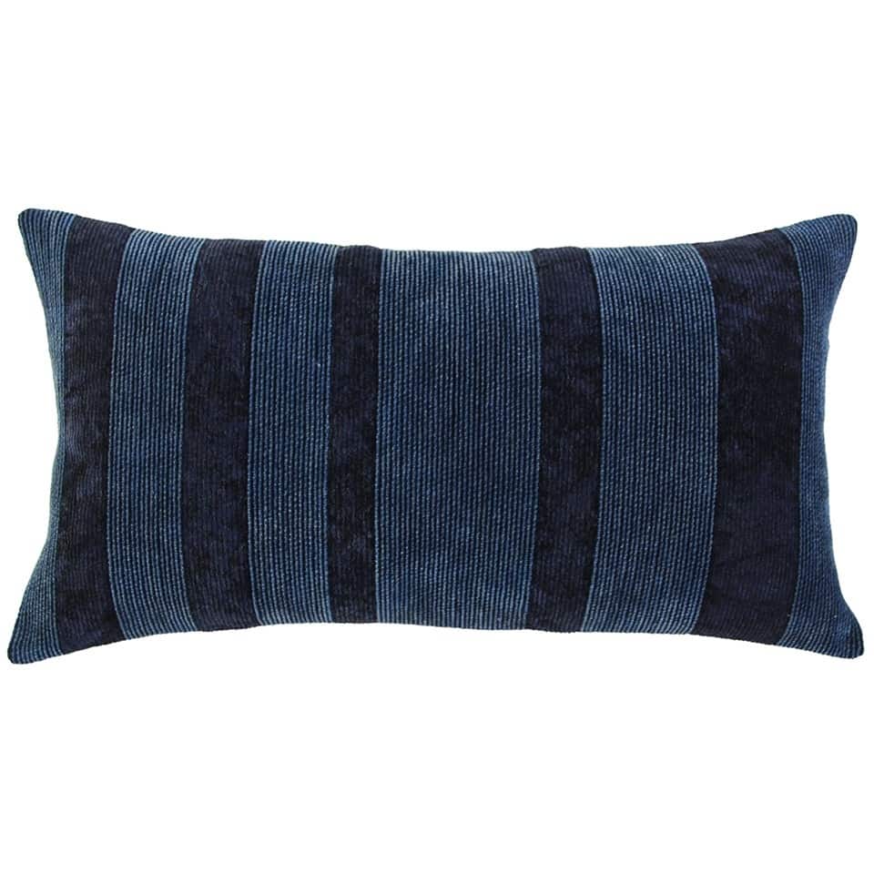 HomeRoots Navy Dimensional Stripe Modern Lumbar Pillow