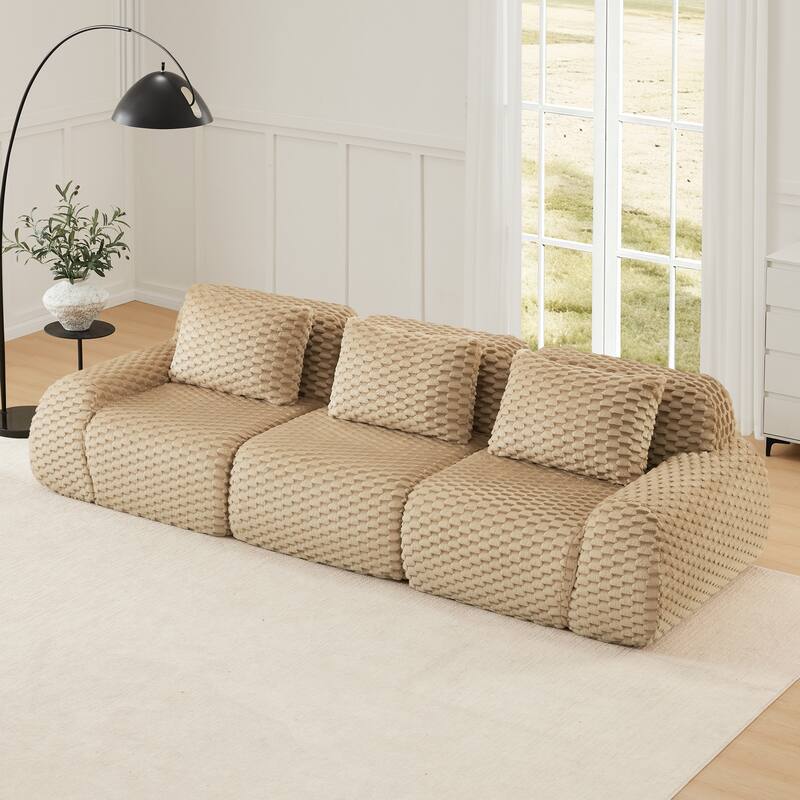 114" Modern Modular Sectional Sofa for Living Room,Boneless Sofa,Deep Seat,Buckle Connection,Anti-slip Design