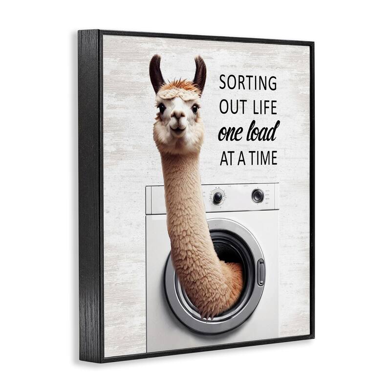Stupell One Load At A Time Llama Framed Giclee Art Design By Lettered and Lined