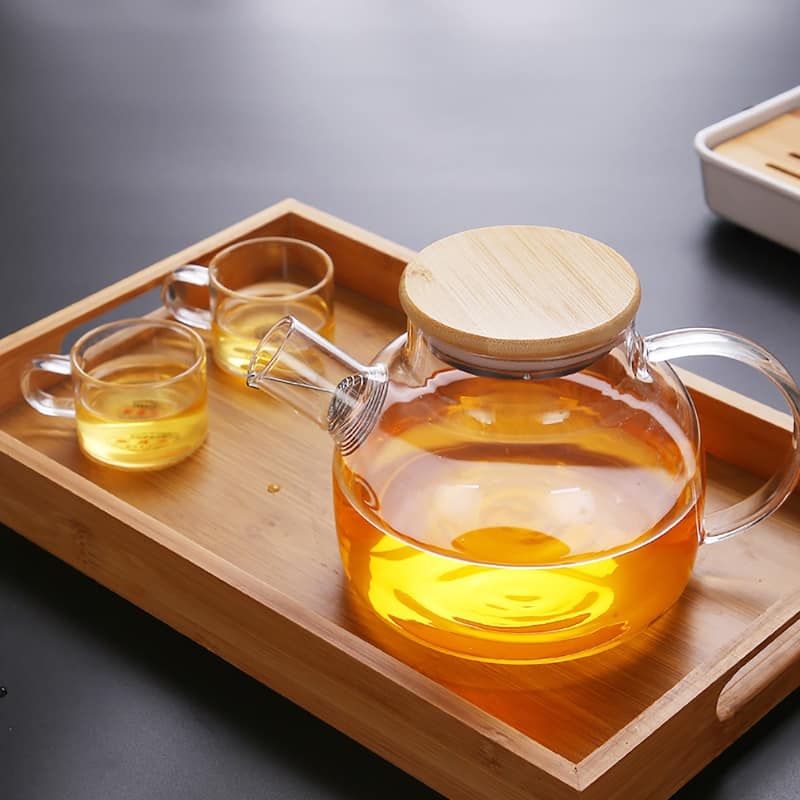 Borosilicate Glass 33.81 fl oz Teapot With Bamboo Lid - 33.81 fl oz