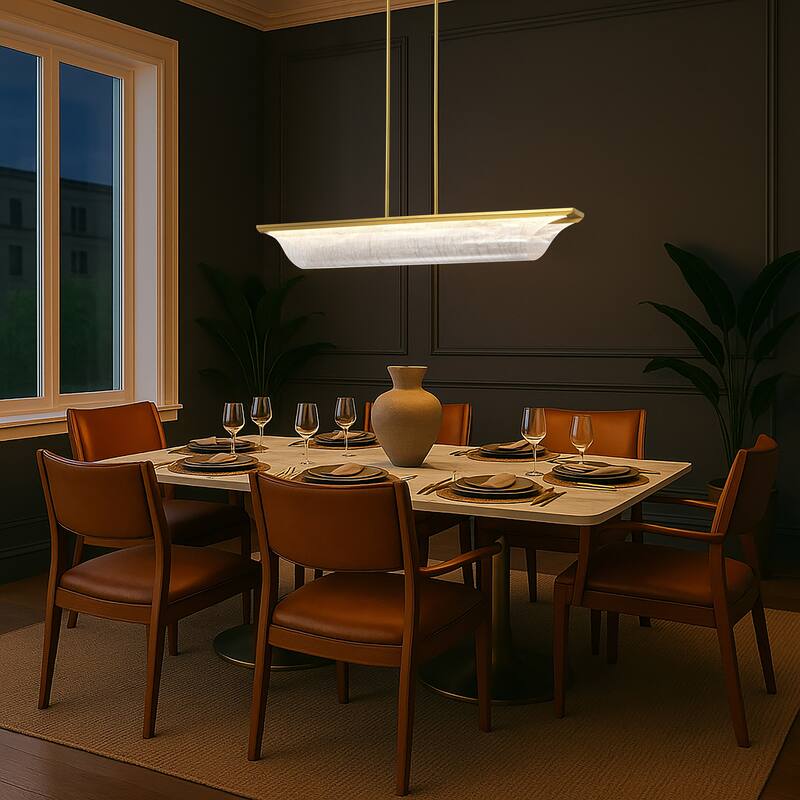 Idris LED Island Pendant Vintage Brass Finish Light Guide Panels - Vintage Brass