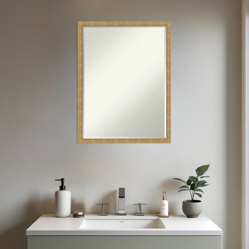 Mila Half-Inch-Bevel Wood Framed Bathroom Vanity Wall Mirror