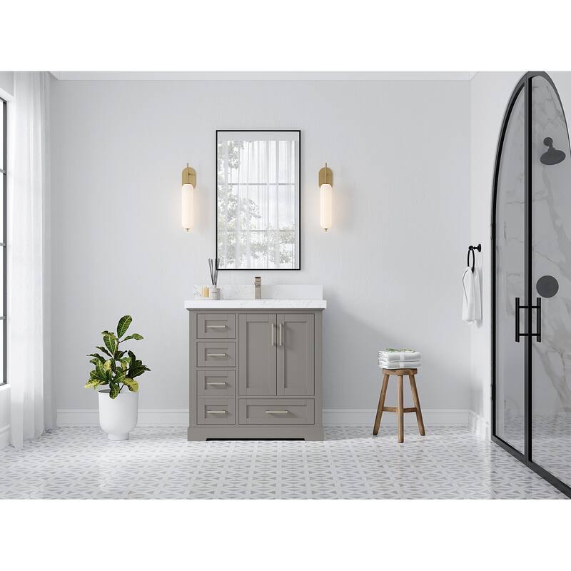 Willow Collections 36 x 22 Boston Center Sink Right Bathroom Vanity with Countertop