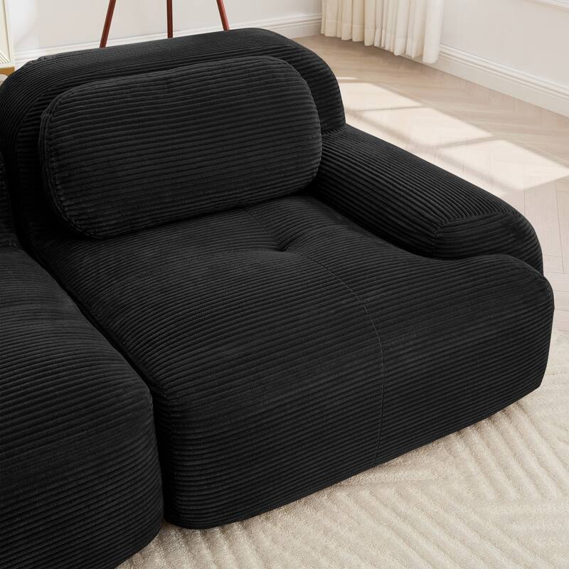 Rossetta 4-Seat Modern Simplified Anti-Slip Style Premium Corduroy Fabric Modular Sofa with Curved Armrests