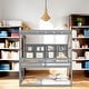 preview thumbnail 1 of 31, Roof Shaped Bunk Bed With Built-In Bookshelf With Protective Rope, Wooden Kids Bunk Bed With Side Stairs Grey