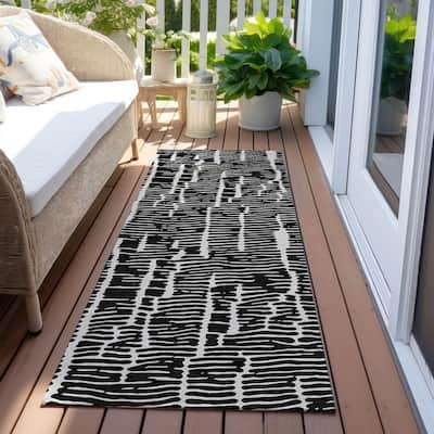 Machine Washable Indoor/ Outdoor Chantille Modern Abstract Rug