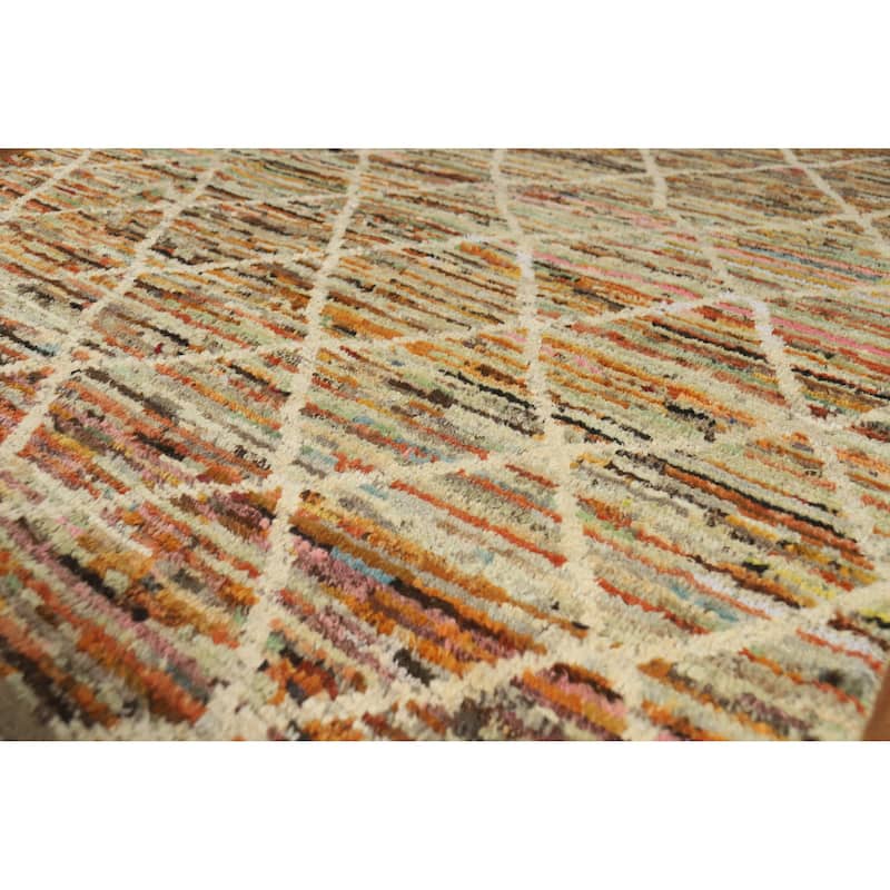 Trellis Moroccan Oriental Rug Handmade Living Room Wool Carpet - 6'6" x 9'9" - 6'6" x 9'9" - Multi-Color