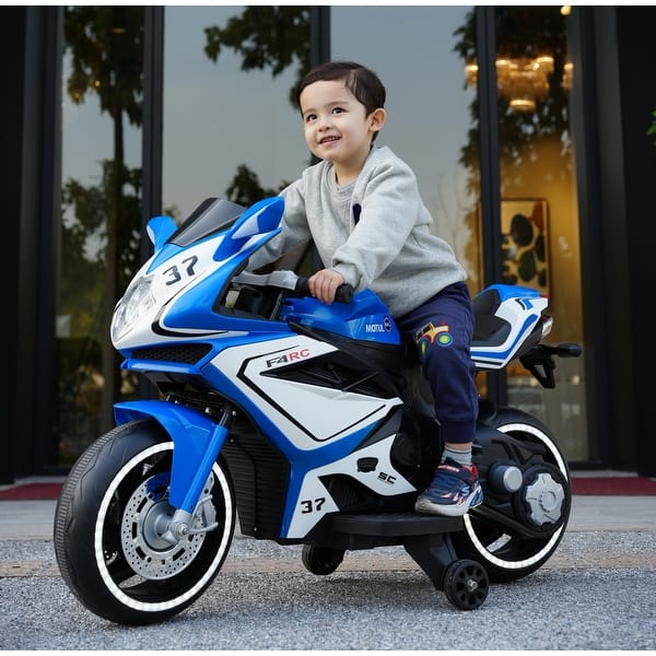 slide 2 of 19, TAMCO 12V Kids Electric Motorcycle - Safe Ride with Training Wheels and Manual Throttle Blue