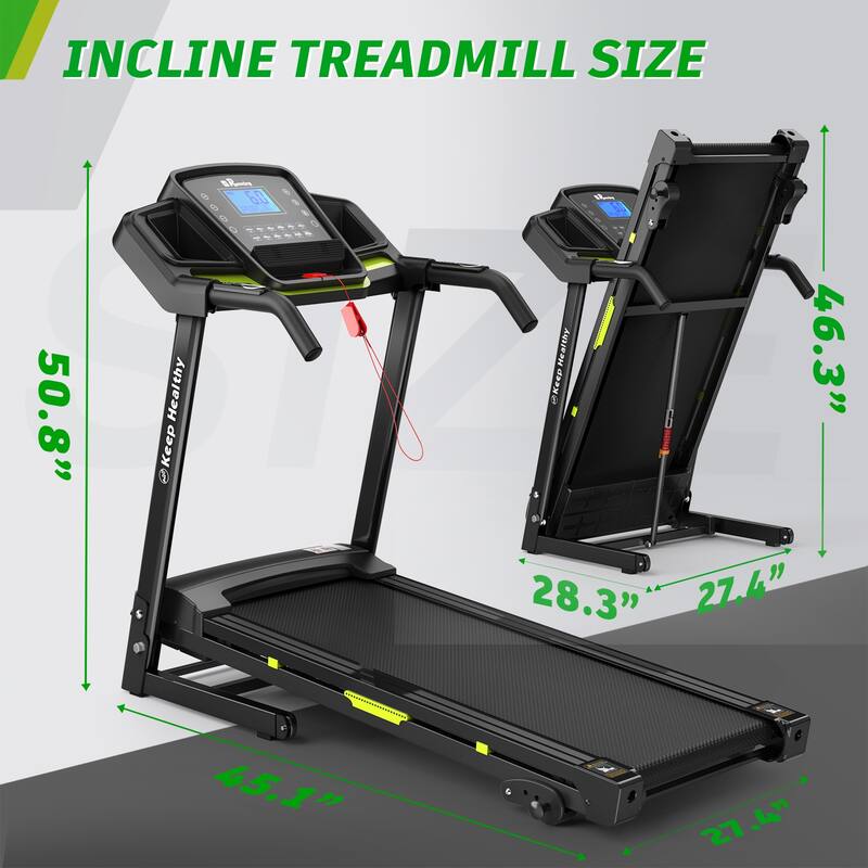 Foldable Treadmill with Incline, Folding Treadmill for Home Electric Treadmill Workout Running Machine, Handrail Controls Speed
