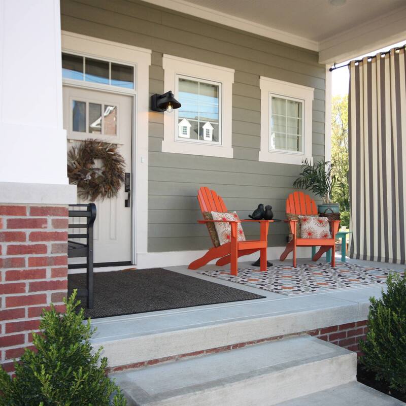 1-Light Matte Black Outdoor Barn Light Built-In GFCI Outlets